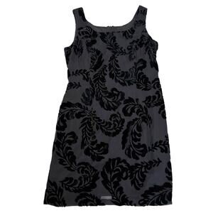 Vintage Hugo Buscati Collection Sleeveless Mini Dress Velvet Burnout Black 2P